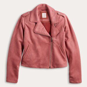 LC Lauren Conrad Faux Suede Moto Jacket - Mauve, Size Large